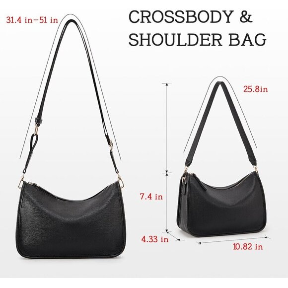 Vegan Leather Crossbody Bag for Women Medium Adjustable Strap Stylish - Picture 4 of 9